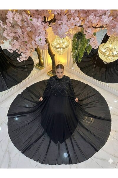 hakimoda Lavin plus size chiffon evening dress black