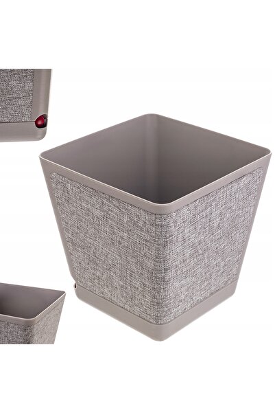 KADAX Husă pentru ghiveci cu suport pătrat, model textil taupe, 30 cm, gri-bej