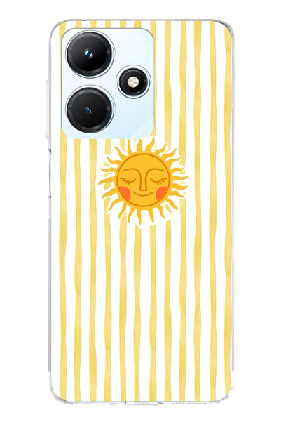 FLAMENKO حافظة هاتف شفافة متوافقة مع هاتف Infinix Hot 30i باللون الأصفر مخطط ...