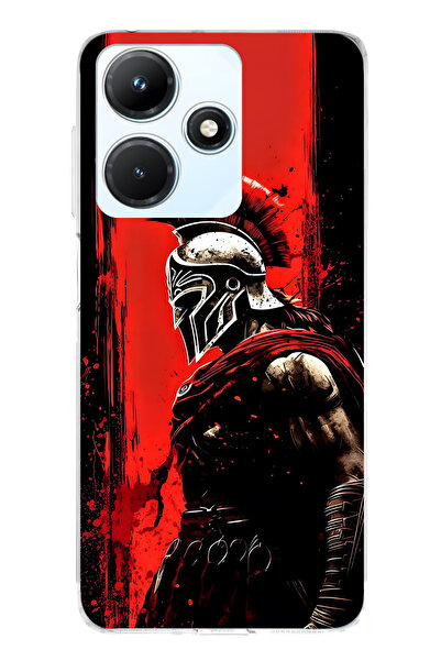 FLAMENKO حافظة هاتف شفافة متوافقة مع Infinix Hot 30i Warrior Sparta منقوش