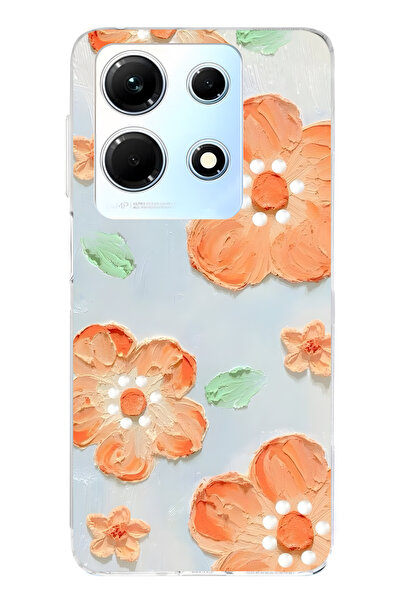 FLAMENKO حافظة هاتف شفافة متوافقة مع انفينيكس نوت 30 بلوحة زيتية على شكل زهرة...