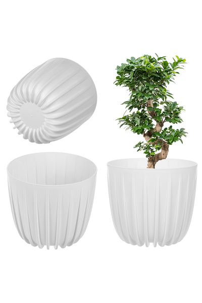 KADAX Husă pentru ghiveci, suport rotund din plastic, alb, 16 cm