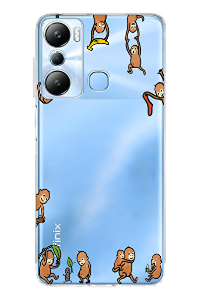 FLAMENKO حافظة هاتف شفافة متوافقة مع هاتف Infinix Hot 20i Monkeys منقوش