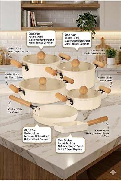 The Mia Cucina Di Mia Induction Base Ceramic Cookware Set 10 Pieces