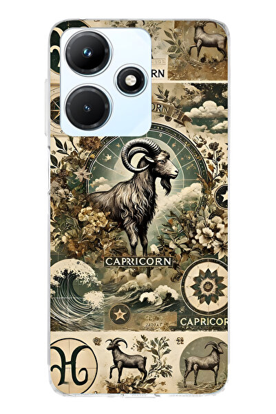 FLAMENKO حافظة هاتف شفافة متوافقة مع إنفينيكس هوت 30i برج الجدي منقوش