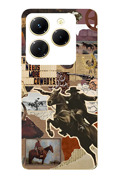 FLAMENKO حافظة هاتف شفافة متوافقة مع Infinix Hot 40i Cowboy Western Collage م...