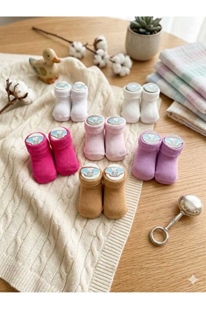 Akface Curly 6-Pack of Cotton Newborn Baby Socks for Girls Group