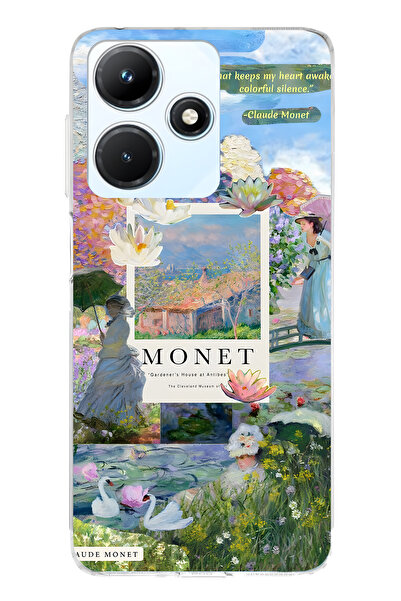 FLAMENKO حافظة هاتف شفافة متوافقة مع Infinix Hot 30i من Monet Kolaj منقوش