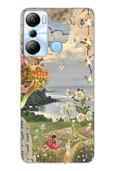 FLAMENKO حافظة هاتف شفافة متوافقة مع هاتف Infinix Hot 20i من Dream Garden منقوش