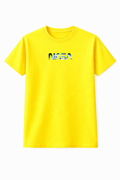 vbs vibes Nasa Logo Space Patterned Unisex Oversized T-Shirt 100% Cotton Stre...