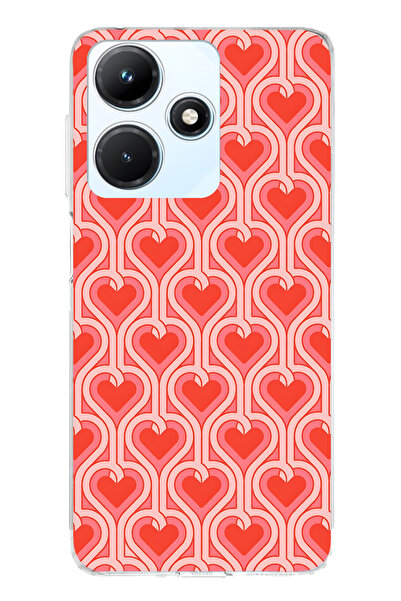 FLAMENKO حافظة هاتف شفافة متوافقة مع هاتف Infinix Hot 30i Retro Heart منقوش