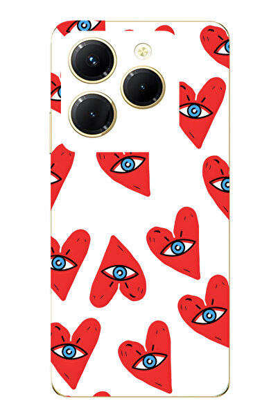 FLAMENKO حافظة هاتف شفافة متوافقة مع Infinix Hot 40i على شكل قلب منقوش