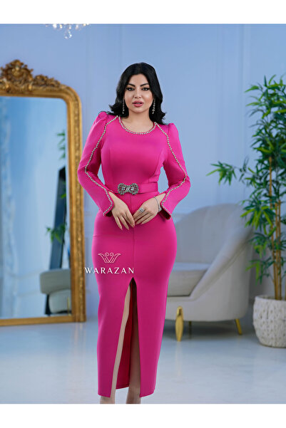 Warazan A soft evening dress with a waist belt