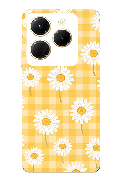 FLAMENKO حافظة هاتف شفافة متوافقة مع هاتف Infinix Hot 40i باللون الأصفر بنقش ...