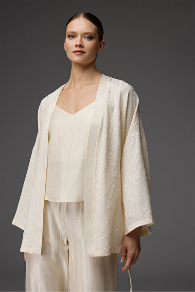 BONJOUR MADAME Set 3 piese: halat jacquard, bustieră și pantaloni BM-1821