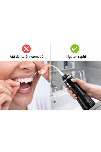 Mornwell Irigator Bucal Portabil 3 Moduri, Reîncărcabil USB, Waterproof IP65,...