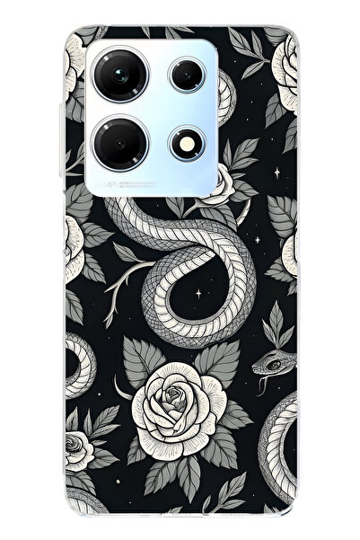 FLAMENKO حافظة هاتف شفافة متوافقة مع هاتف Infinix Note 30 باللون الأسود والور...