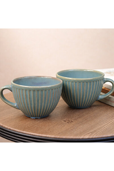 Gift Moda Mint Textured Ceramic Mug Set of 2
