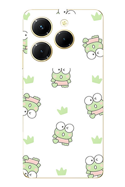 FLAMENKO حافظة هاتف شفافة متوافقة مع Infinix Hot 40i من نوع Frog منقوش