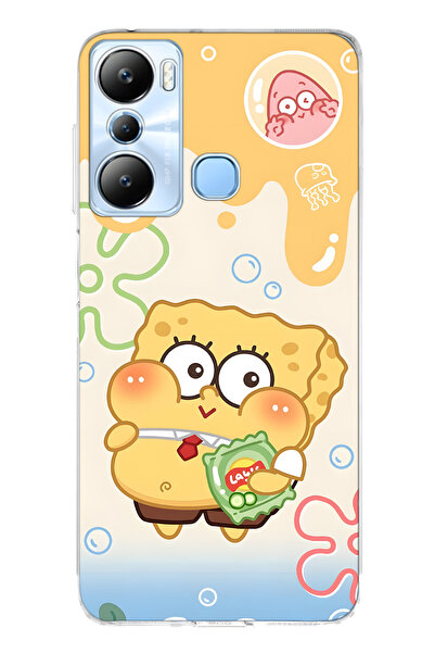 FLAMENKO حافظة هاتف شفافة متوافقة مع Infinix Hot 20i من SpongeBob منقوش