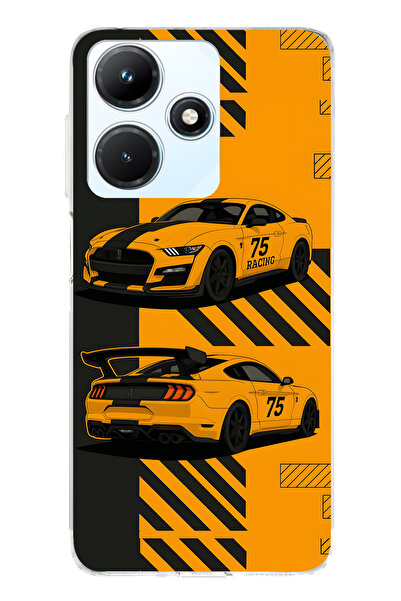 FLAMENKO حافظة هاتف شفافة متوافقة مع هاتف Infinix Hot 30i باللون الأصفر Racin...