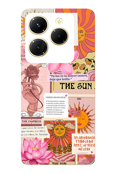 FLAMENKO حافظة هاتف شفافة متوافقة مع Infinix Hot 40i Sun Tarot منقوش