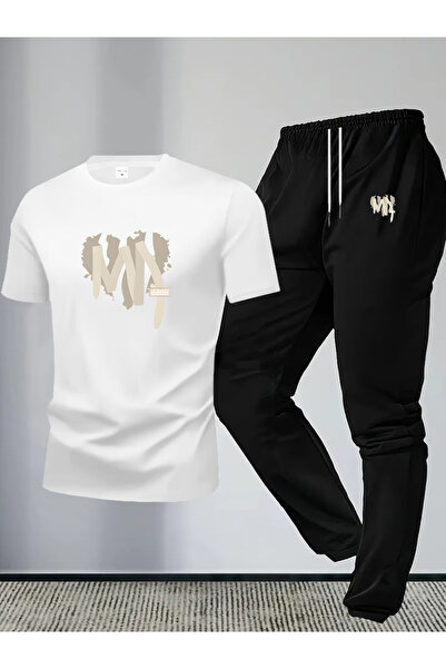 Rayan & Hoor Style Kalip Printed Sweatpants and T-Shirt - Jogger Pants T-Shir...