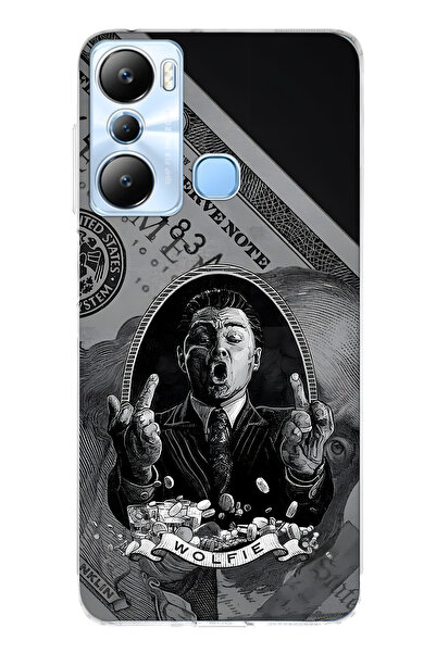 FLAMENKO حافظة هاتف شفافة متوافقة مع Infinix Hot 20i من نوع Wolfie منقوش