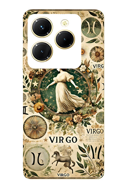 FLAMENKO حافظة هاتف شفافة متوافقة مع Infinix Hot 40i من نوع Başak Burcu منقوش