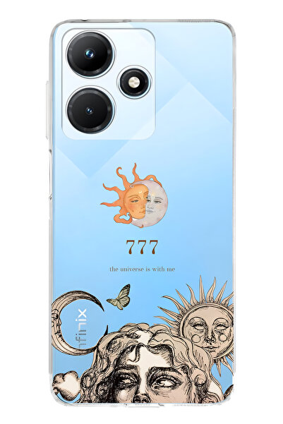 FLAMENKO حافظة هاتف شفافة متوافقة مع Infinix Hot 30i Sun and Moon 777 منقوش