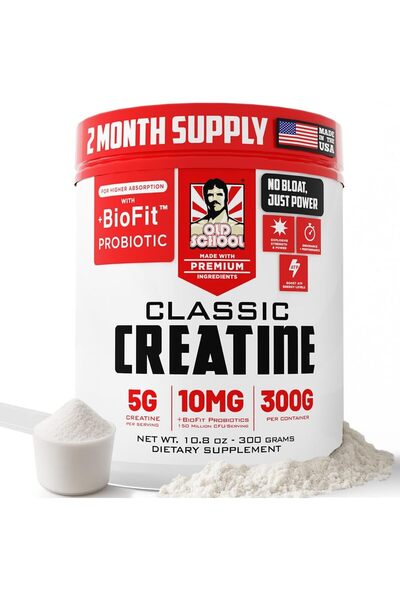 Old School Labs Classic Creatine, Probiotic Infused, Unflavored, 300g Powder