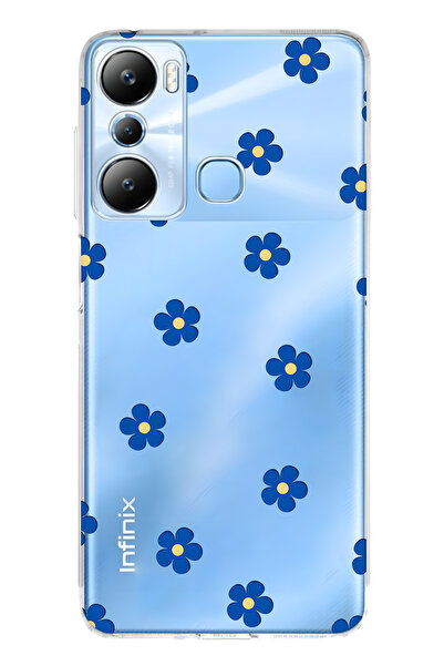 FLAMENKO حافظة هاتف شفافة باللون الأزرق بنقشة زهور متوافقة مع هاتف Infinix Ho...