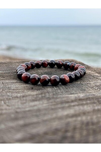 Zodyak Doğal Taş 8 mm Red Tiger Eye Stone Men's Women's Natural Stone Bracele...