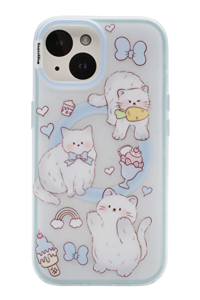 OEM OxygenDog Silicone Case "Ice Cream Kitty" Magnetic, for iPhone 13/14 - Blue