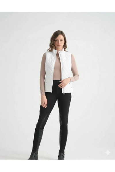 PEUR RIDER SHOP Peur Rider Καπιτονέ Λευκό Χρώμα Με τσέπες Γυναικεία Γιλέκο