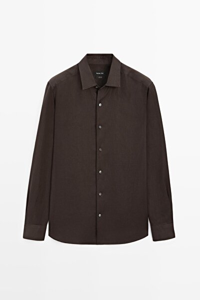 Massimo Dutti Slim fit hafif keten gömlek