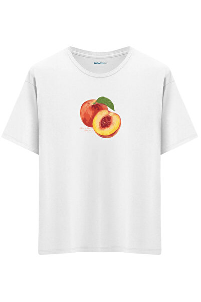 BetterThanCo Piersică cu imprimeu guler rotund supradimensionat tricou
