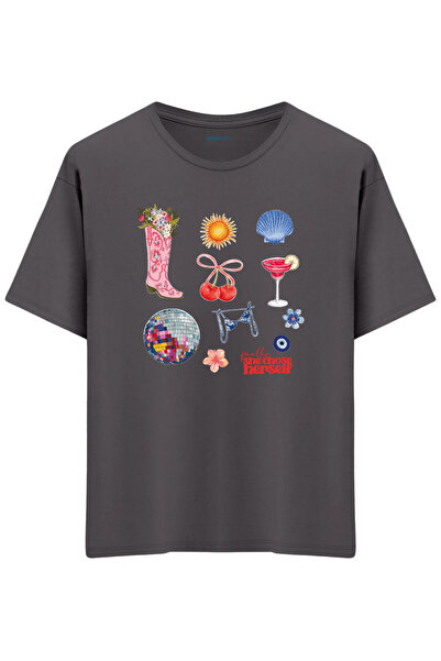 BetterThanCo Αγάπη για τον εαυτό σου με τύπωμα Bisiklet Yaka oversized T-shirt