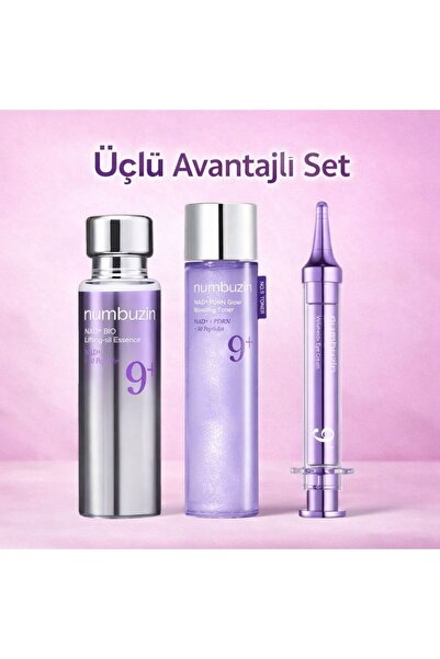 Numbuzin No.9 Üçlü Avantajlı Set, Toner (Sıvı) - Essence (Serum benzeri)- Göz...
