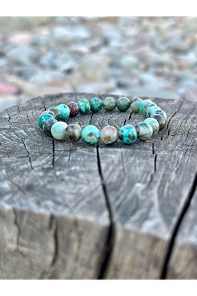 Zodyak Doğal Taş 8 mm Chrysocolla Stone Men's Women's Natural Stone Bracelet ...