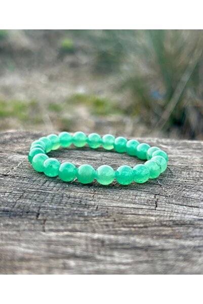 Zodyak Doğal Taş 8 mm Aventurine Stone Men's and Women's Natural Stone Bracel...
