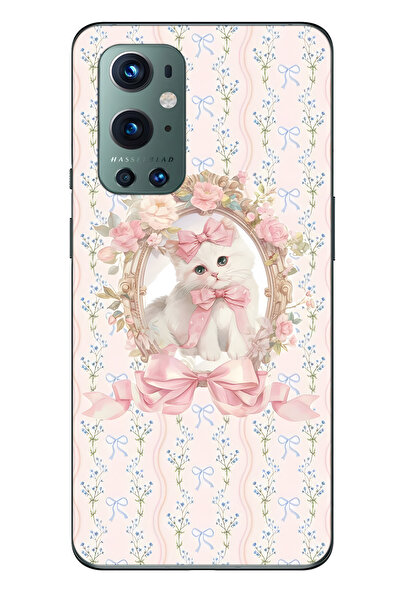 FLAMENKO حافظة هاتف شفافة متوافقة مع One Plus 9 Pro باللون الوردي Bowknot Cat...