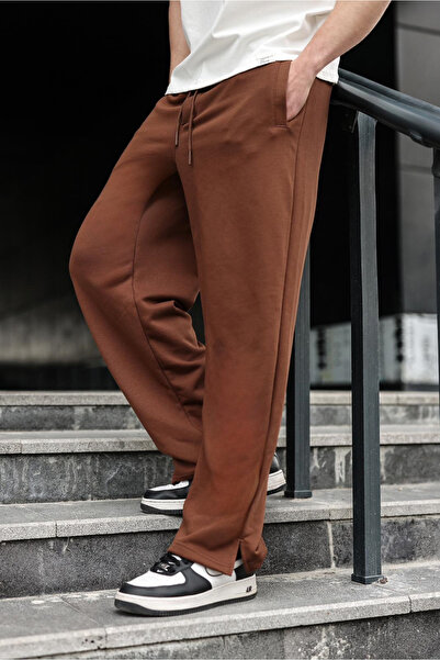 Madmext Bitter Brown Wide-Leg Men's Sweatpants E6587
