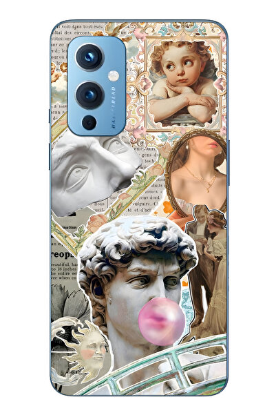 FLAMENKO حافظة هاتف شفافة متوافقة مع One Plus 9 من طراز Renaissance Collage م...