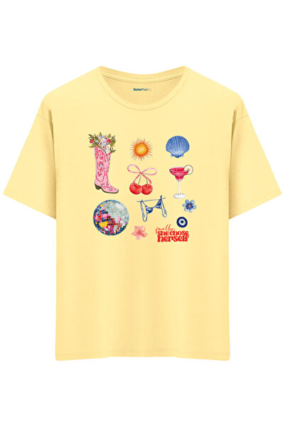 BetterThanCo Dragoste de sine cu imprimeu guler rotund supradimensionat tricou