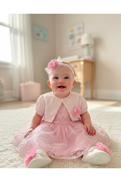 Harry&Millie Baby Girl Bolero Mevlüt Dress Set Newborn Baby Gift Dress 6 Pieces