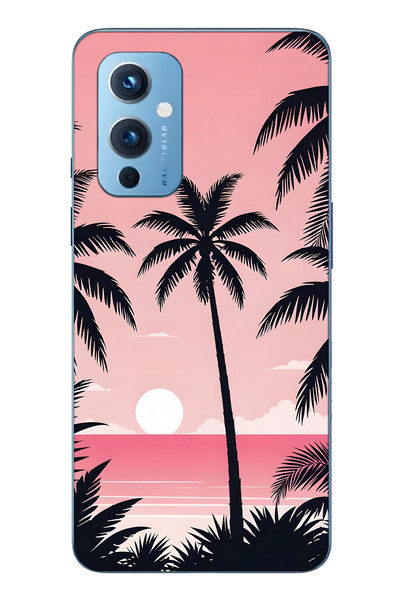 FLAMENKO حافظة هاتف شفافة متوافقة مع One Plus 9 Palmiye منقوش