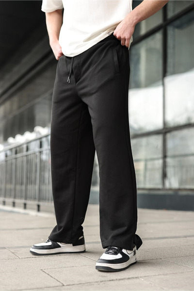 Madmext Black Wide-Leg Men's Sweatpants E6587