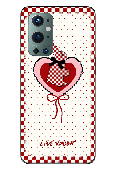 FLAMENKO حافظة هاتف شفافة متوافقة مع One Plus 9 Pro باللون الأحمر بنقش مربعات...