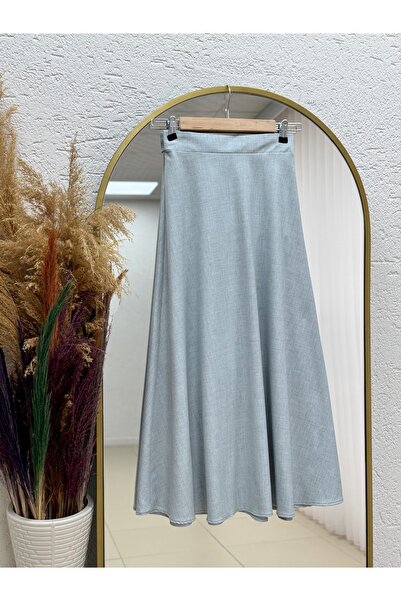 MİHRA STORE Φούστα Fayetta Kloş Daisy-EK716 Ανοιχτό Γκρι